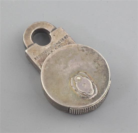 A Victorian silver novelty vesta case modelled as a padlock, Dimier Brothers?, 43mm.